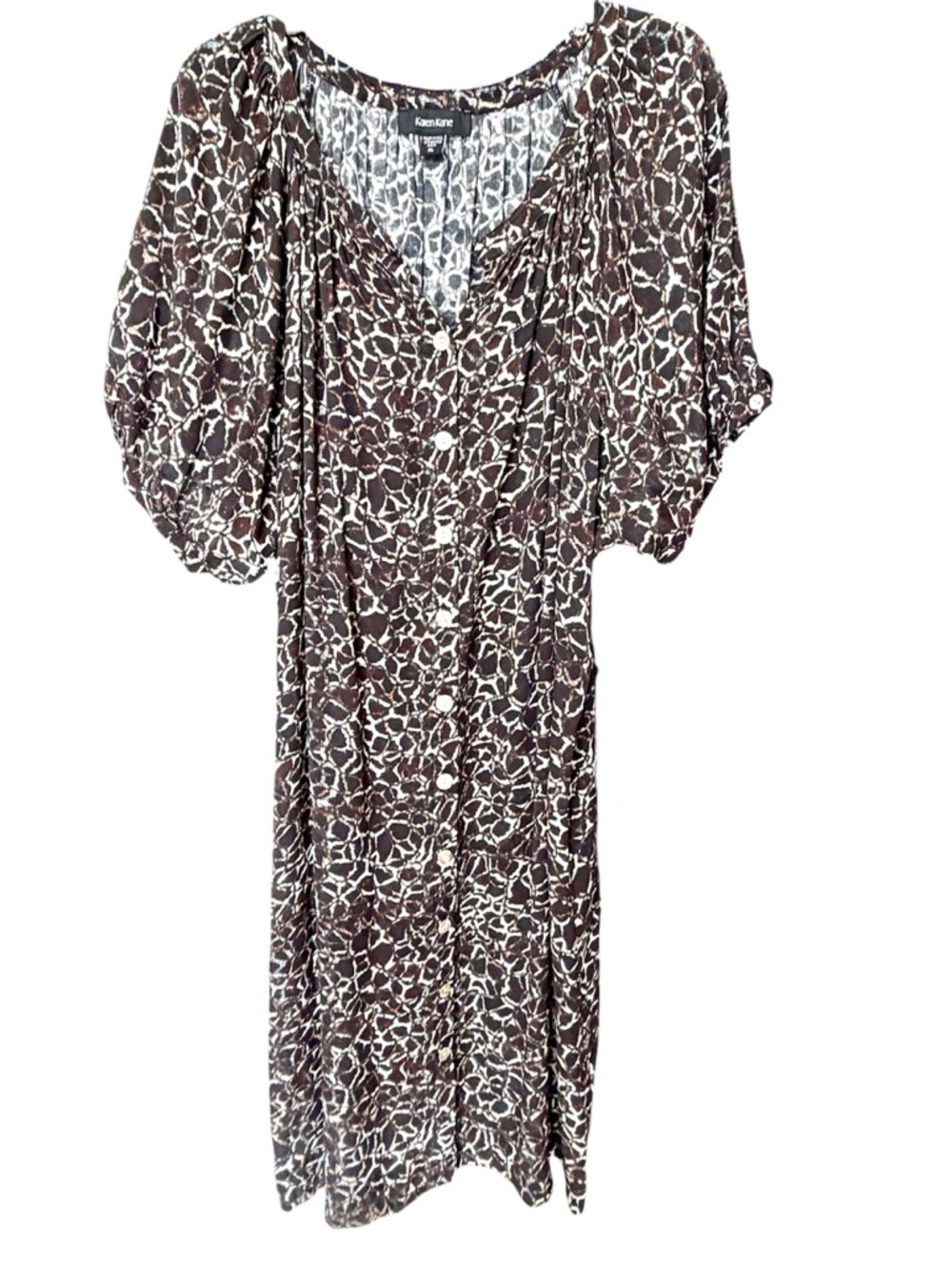 NWT Karen Kane Peasant Dress Sz XL Floral Black Brown White